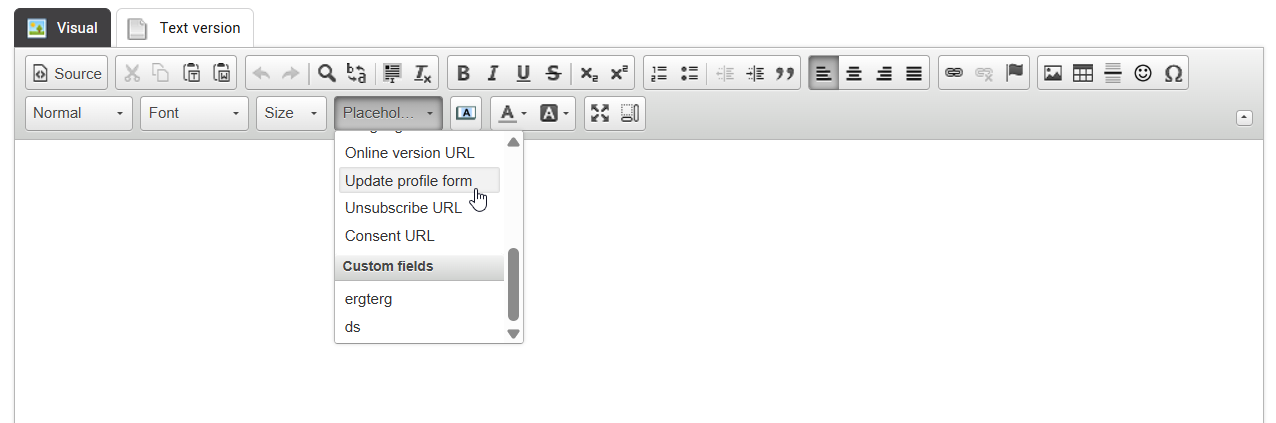 Select update form from variables in the HTML template