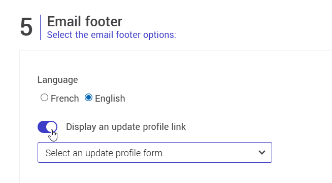 Display an update profil link in the email footer