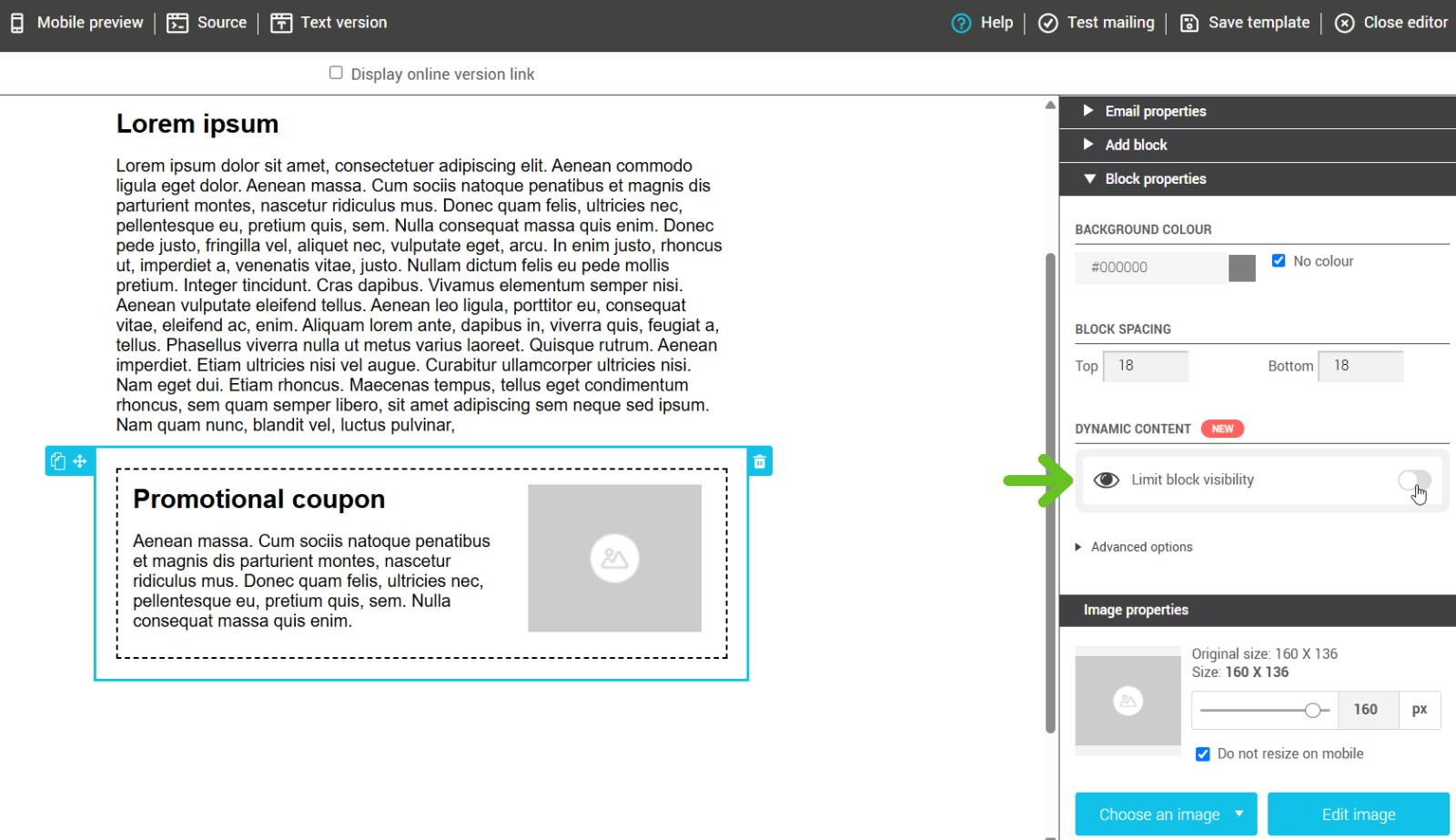 Limit block visibility