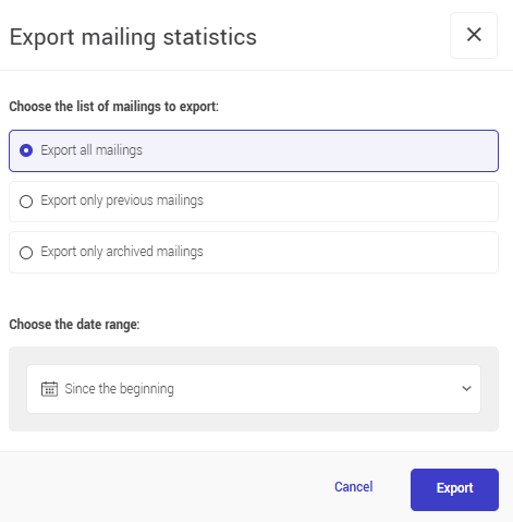 Export mailing statistics