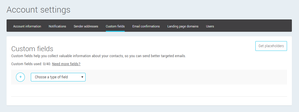 Configuration of custom fields