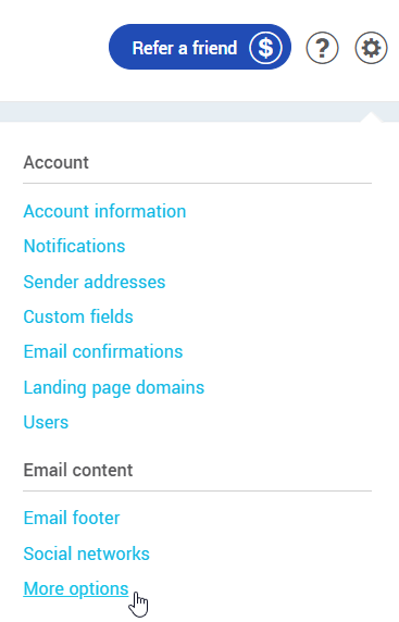 Settings and configurations : more options
