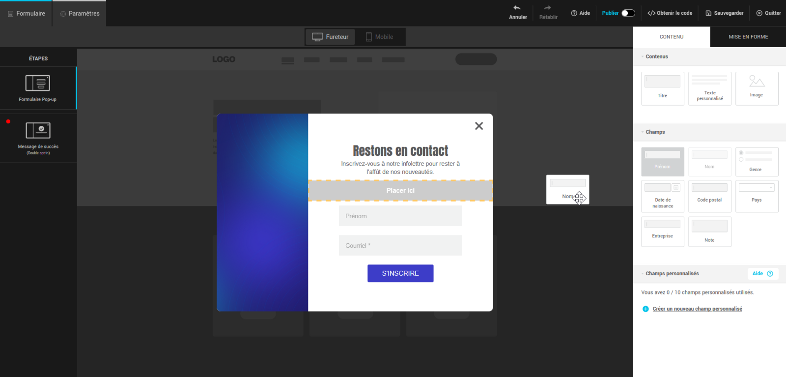 Glisser et d&eacute;poser des champs