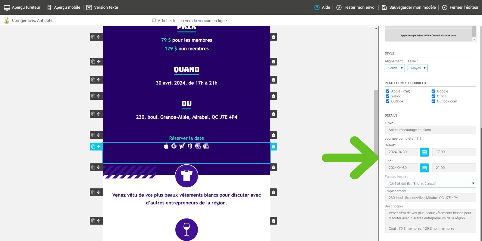 D&eacute;tails de l'&eacute;v&eacute;nement