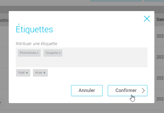 Confirmez l'ajout des &eacute;tiquettes sur le mod&egrave;les