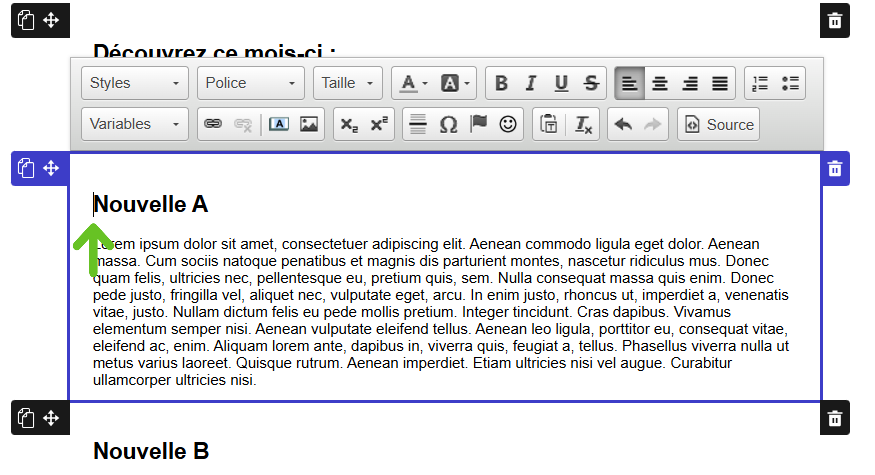 Sélectionner un endroit pour insérer l'ancre