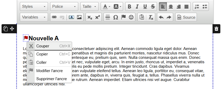 Modifier ou supprimer une ancre