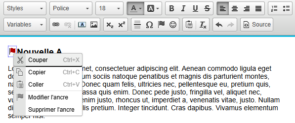 Modifier ou supprimer une ancre