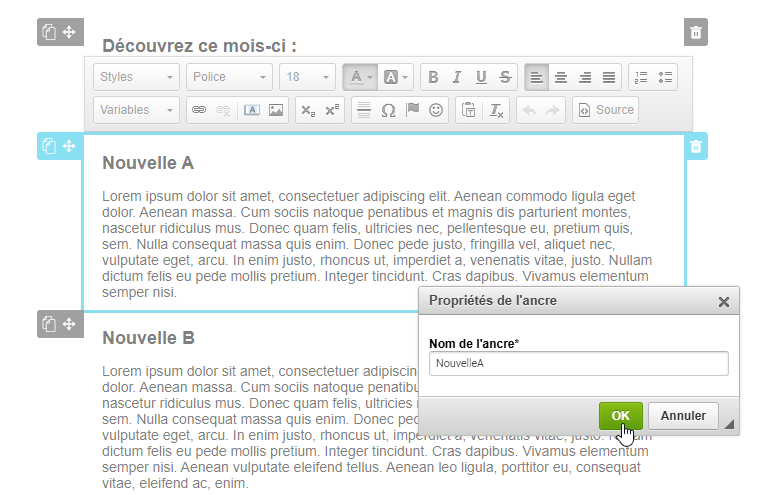 Propri&eacute;t&eacute;s de l'ancre