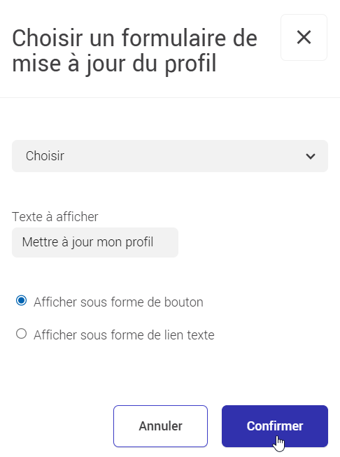 Choisir un formulaire de mise &agrave; jour du profil