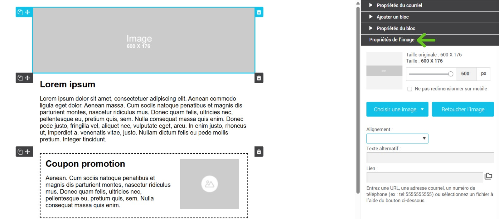 Propri&eacute;t&eacute;s de l'image