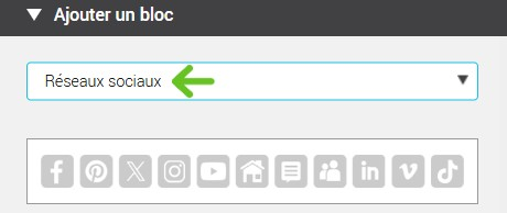Ajouter un bloc r&eacute;seaux sociaux