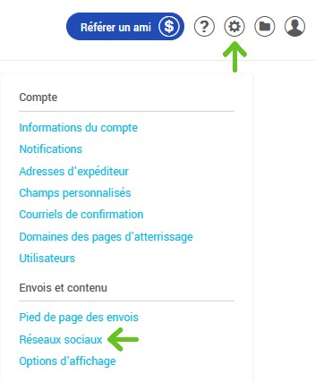 Menu pour r&eacute;seaux sociaux